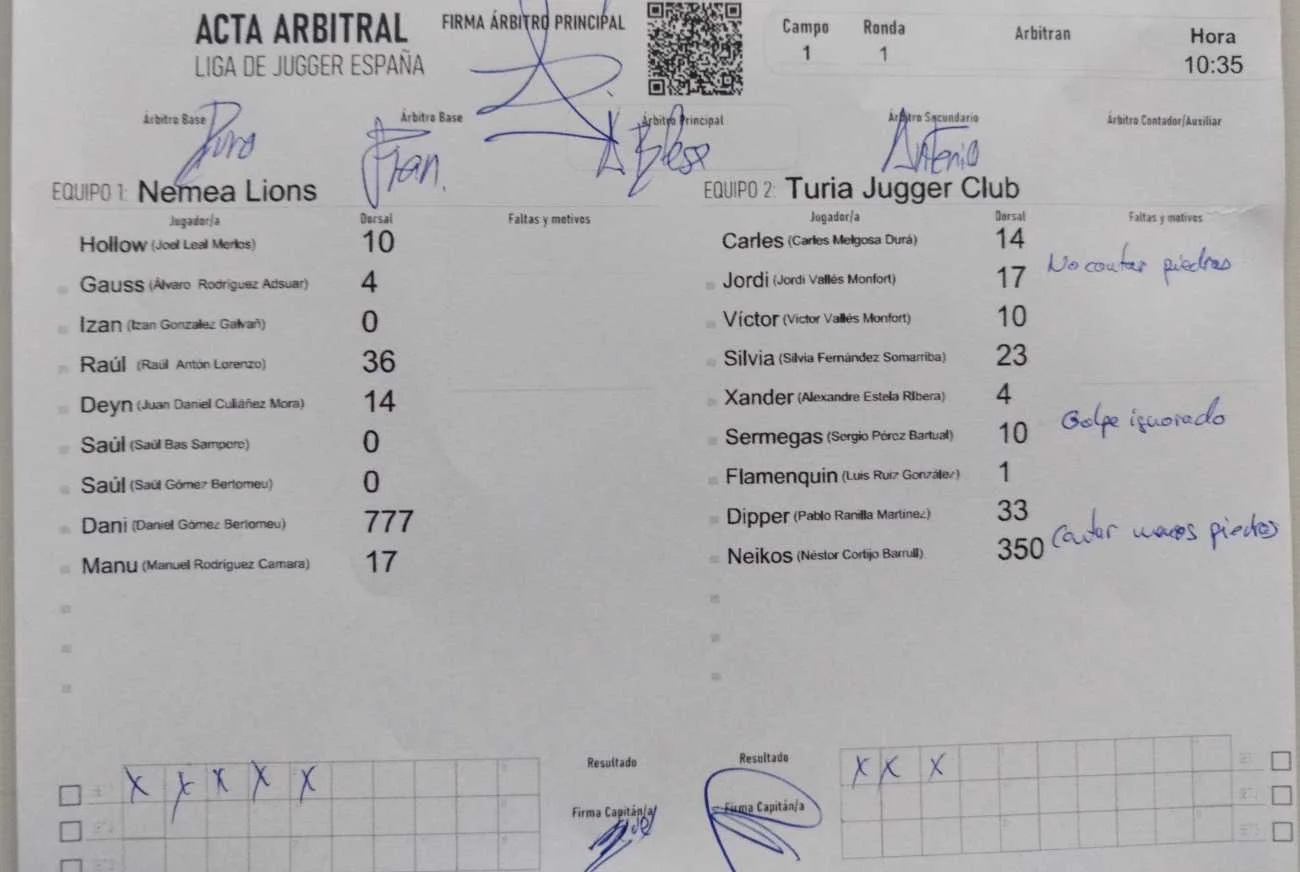 Acta del partido