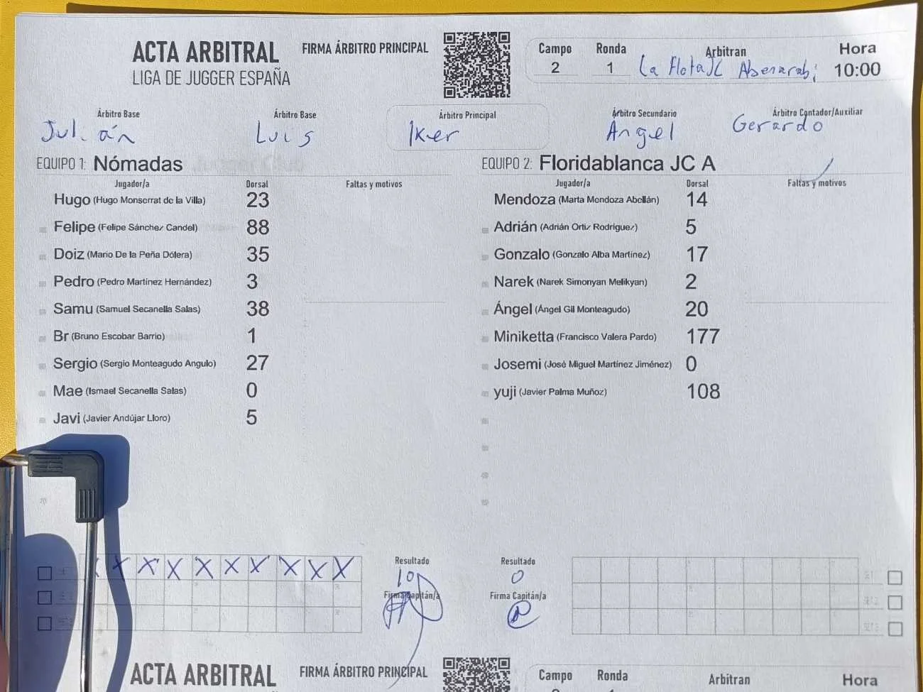 Acta del partido