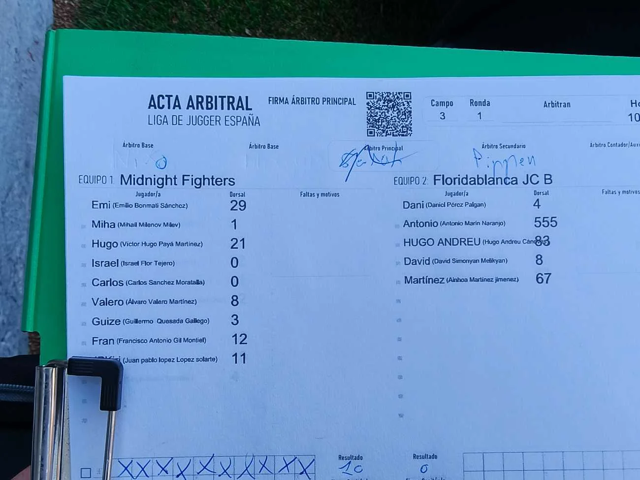 Acta del partido